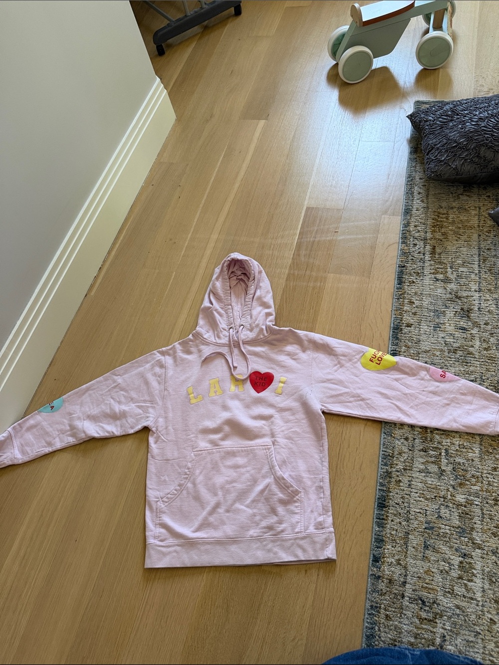 The Kid Laroi hoodie baby pink with graphics
